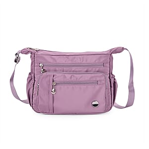 Doorbuster Purple Multi Pocket Nylon Crossbody Bag with Shoulder Strap