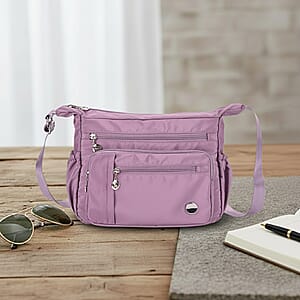Doorbuster Purple Multi Pocket Nylon Crossbody Bag with Shoulder Strap