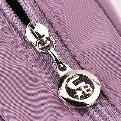 Purple Multi Pocket Nylon Crossbody Bag with Shoulder Strap