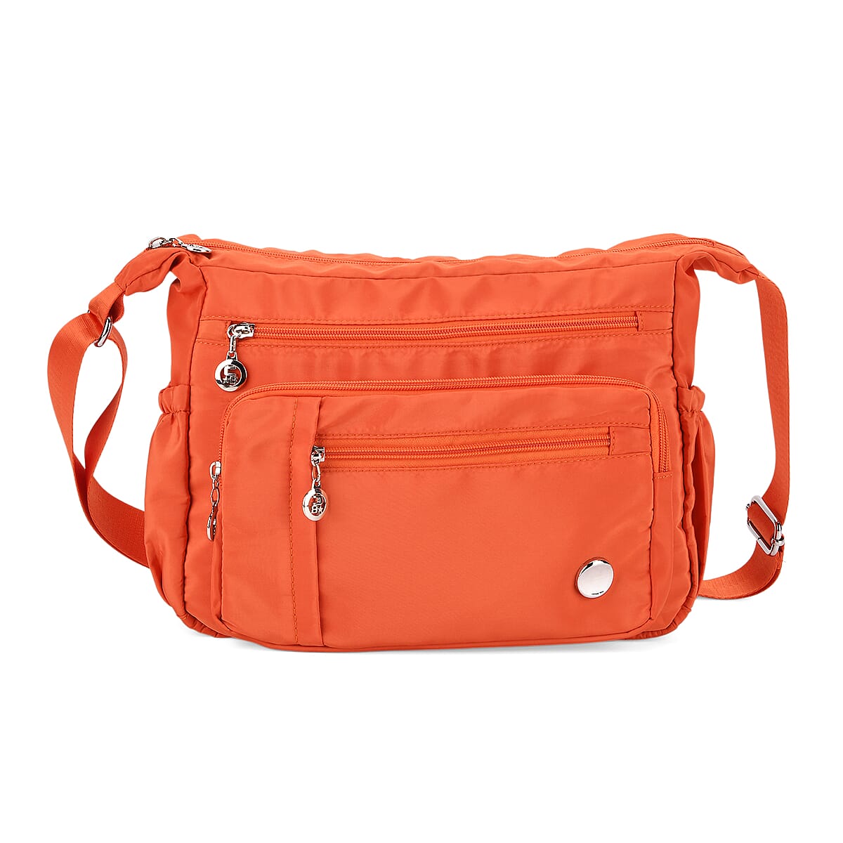  Orange Multi Pocket Nylon Crossbody Bag with Shoulder Strap image number 0