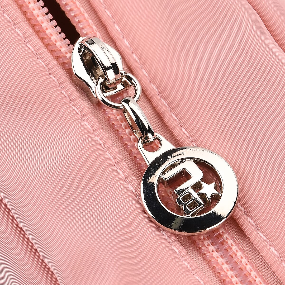  Pink Multi Pocket Nylon Crossbody Bag with Shoulder Strap image number 6