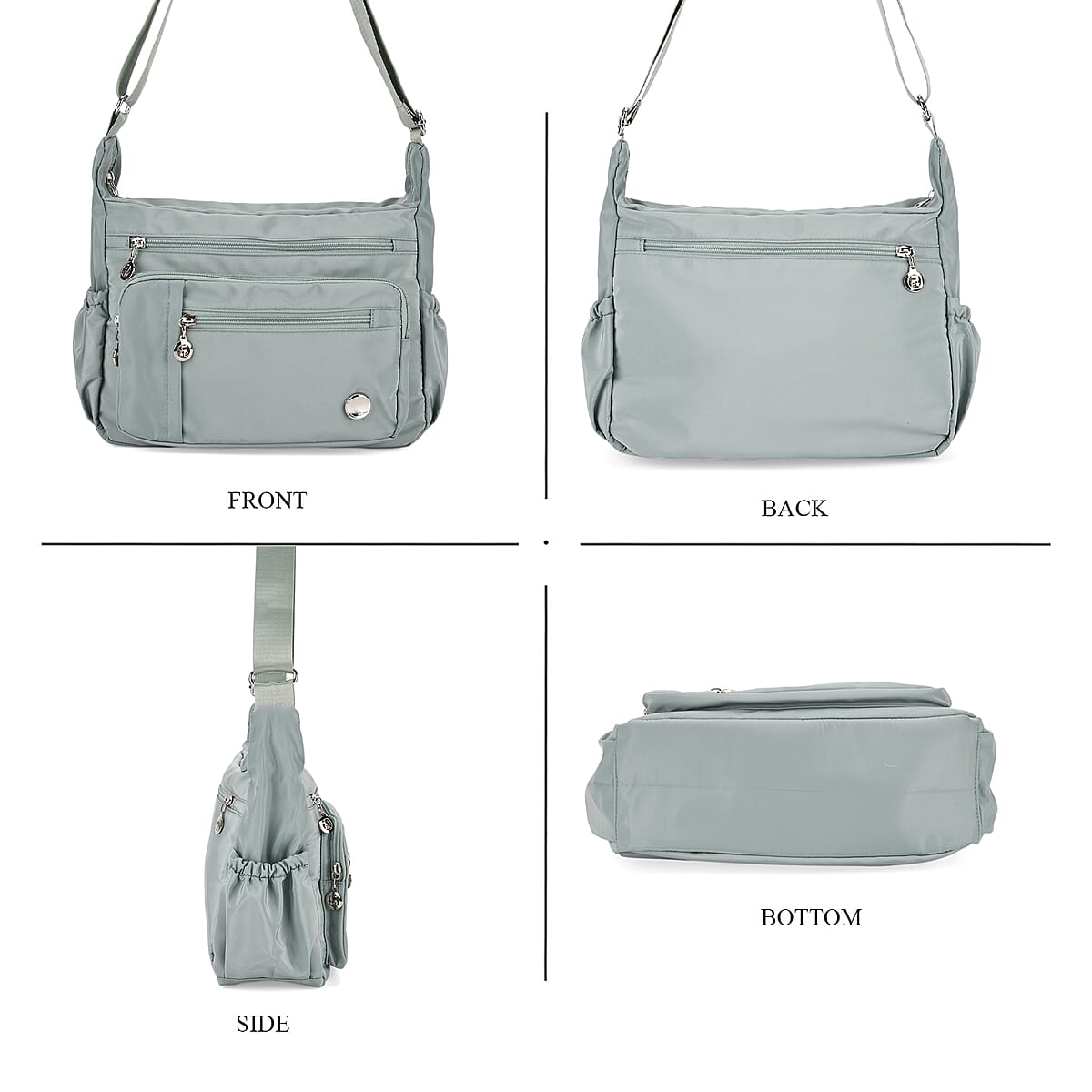  Green Multi Pocket Nylon Crossbody Bag with Shoulder Strap image number 4