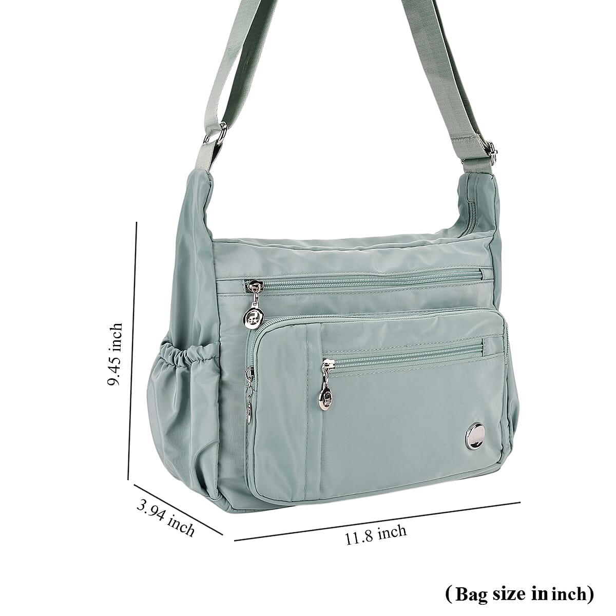  Green Multi Pocket Nylon Crossbody Bag with Shoulder Strap image number 7
