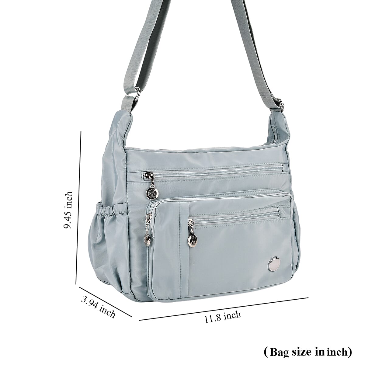  Mint Green Multi Pocket Nylon Crossbody Bag with Shoulder Strap image number 3