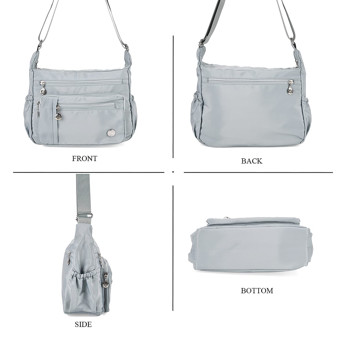  Mint Green Multi Pocket Nylon Crossbody Bag with Shoulder Strap image number 5