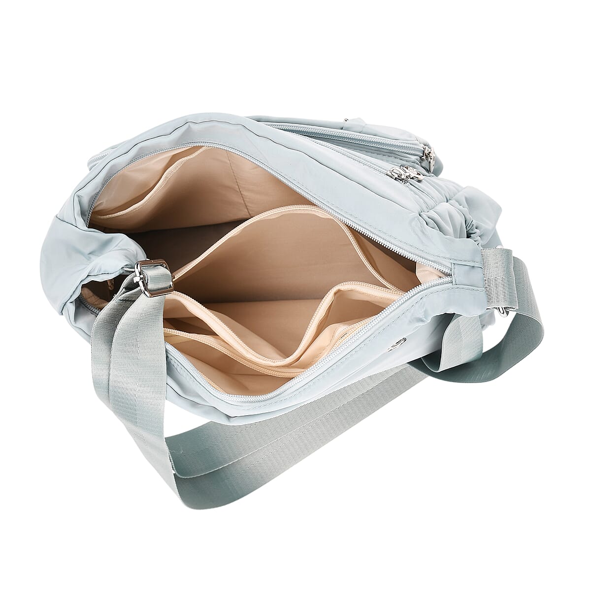  Mint Green Multi Pocket Nylon Crossbody Bag with Shoulder Strap image number 6