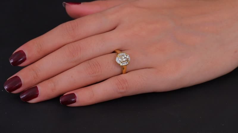 D'Joy AAA Turkizite, Moissanite Fancy Ring in 18K Vermeil YG Over Sterling Silver (Size 10.0) 1.10 ctw