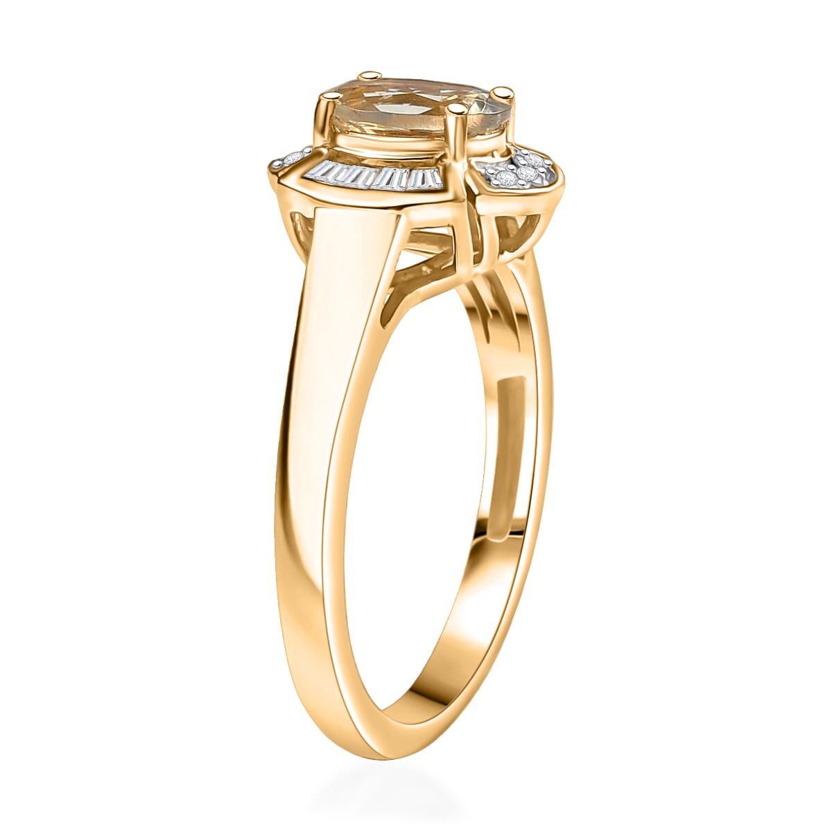 D'Joy AAA Turkizite and Moissanite 1.10 ctw Lumina Regale Ring in 18K Vermeil Yellow Gold Over Sterling Silver (Size 10.0)  image number 3