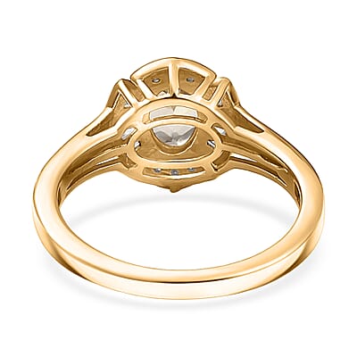 D'Joy AAA Turkizite and Moissanite 1.10 ctw Lumina Regale Ring in 18K Vermeil Yellow Gold Over Sterling Silver (Size 6.0) 
