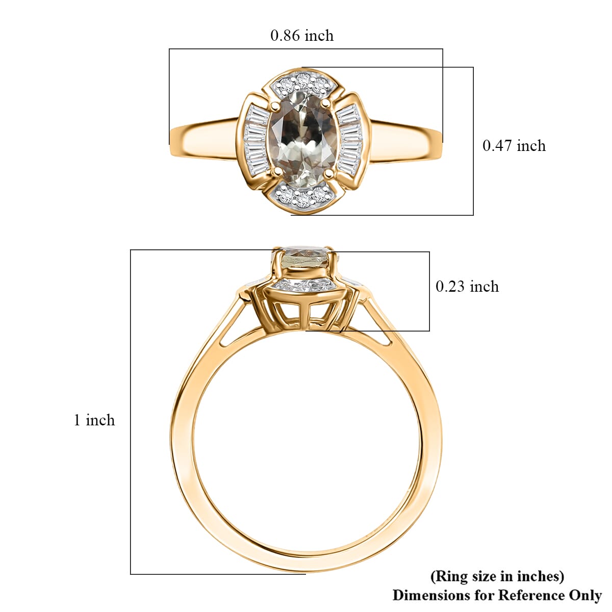 D'Joy AAA Turkizite and Moissanite 1.10 ctw Lumina Regale Ring in 18K Vermeil Yellow Gold Over Sterling Silver (Size 6.0)  image number 5