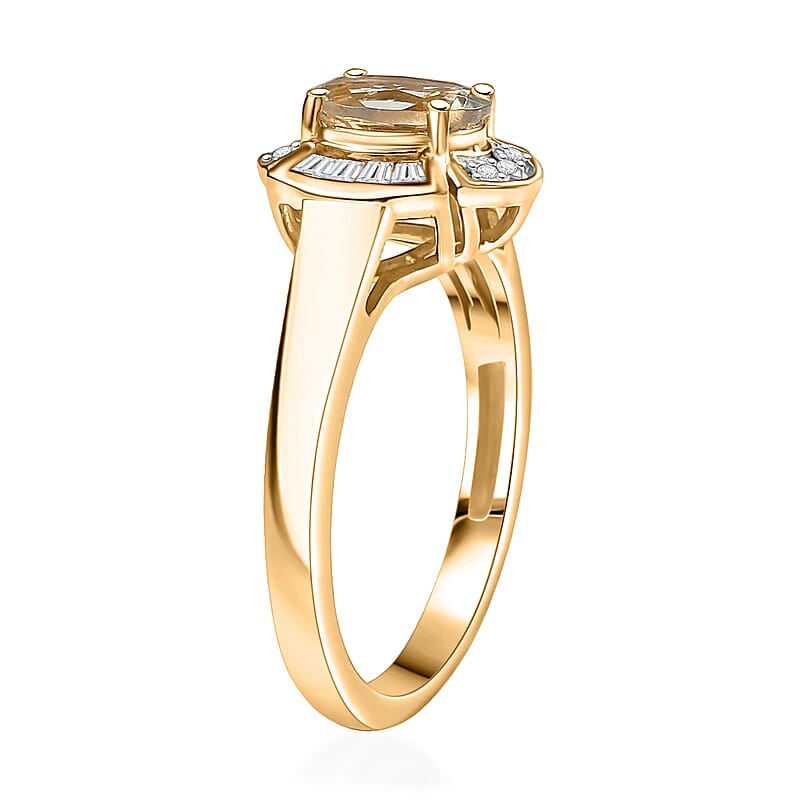 D'Joy AAA Turkizite and Moissanite 1.10 ctw Lumina Regale Ring in 18K Vermeil Yellow Gold Over Sterling Silver (Size 7.0)