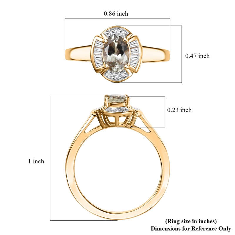 D'Joy AAA Turkizite and Moissanite 1.10 ctw Lumina Regale Ring in 18K Vermeil Yellow Gold Over Sterling Silver (Size 7.0)