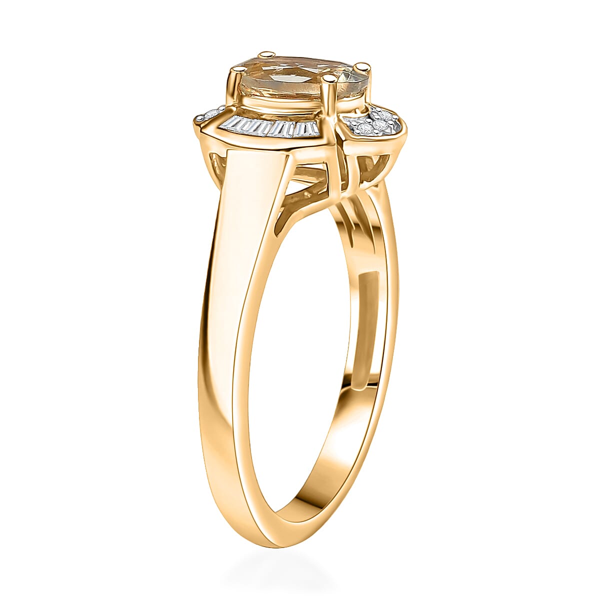 D'Joy AAA Turkizite and Moissanite 1.10 ctw Lumina Regale Ring in 18K Vermeil Yellow Gold Over Sterling Silver (Size 8.0)  image number 3