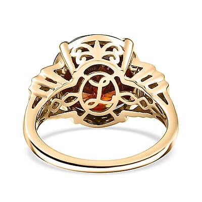 Luxoro 10K Yellow Gold Premium Picos Altos Sphalerite and G-H I2 Diamond Ring (Size 11.0) 14.00 ctw