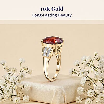 Luxoro 10K Yellow Gold Premium Picos Altos Sphalerite and G-H I2 Diamond Ring (Size 12.0) 14.00 ctw