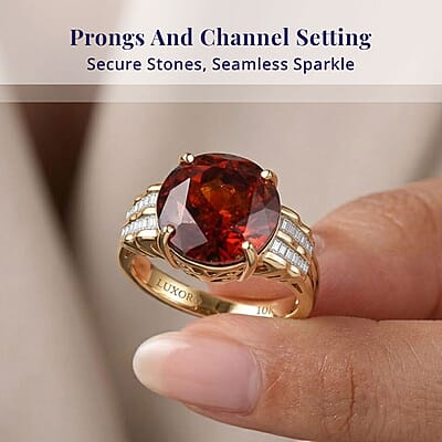 Luxoro 10K Yellow Gold Premium Picos Altos Sphalerite and G-H I2 Diamond Ring (Size 12.0) 14.00 ctw