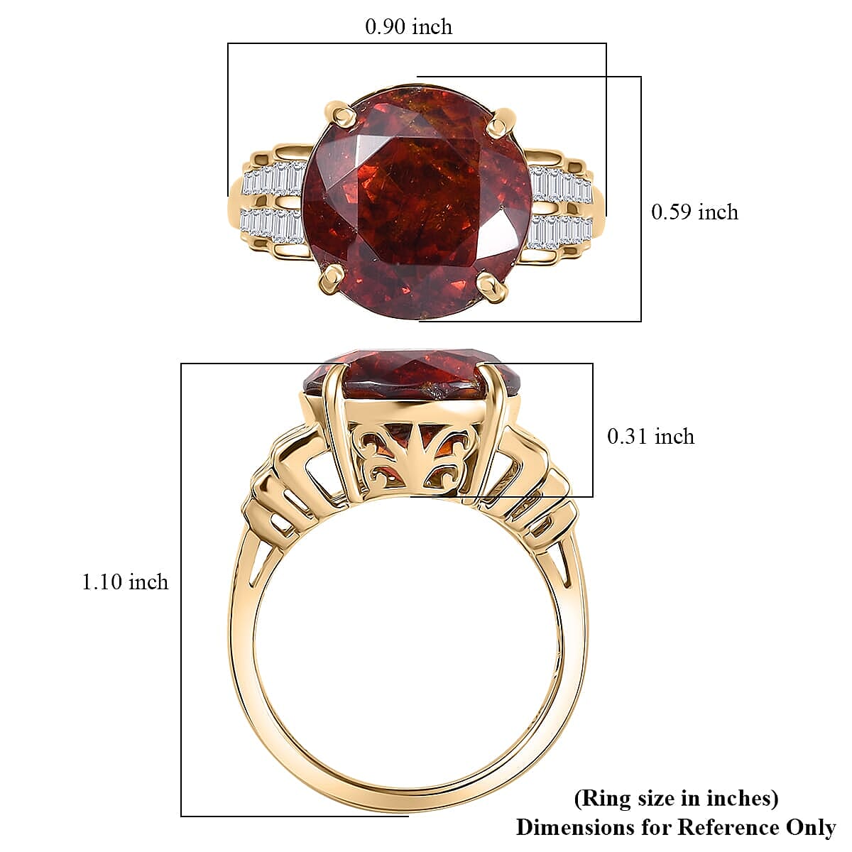 Luxoro 10K Yellow Gold Premium Picos Altos Sphalerite and G-H I2 Diamond Ring (Size 6.5) 14.00 ctw image number 5