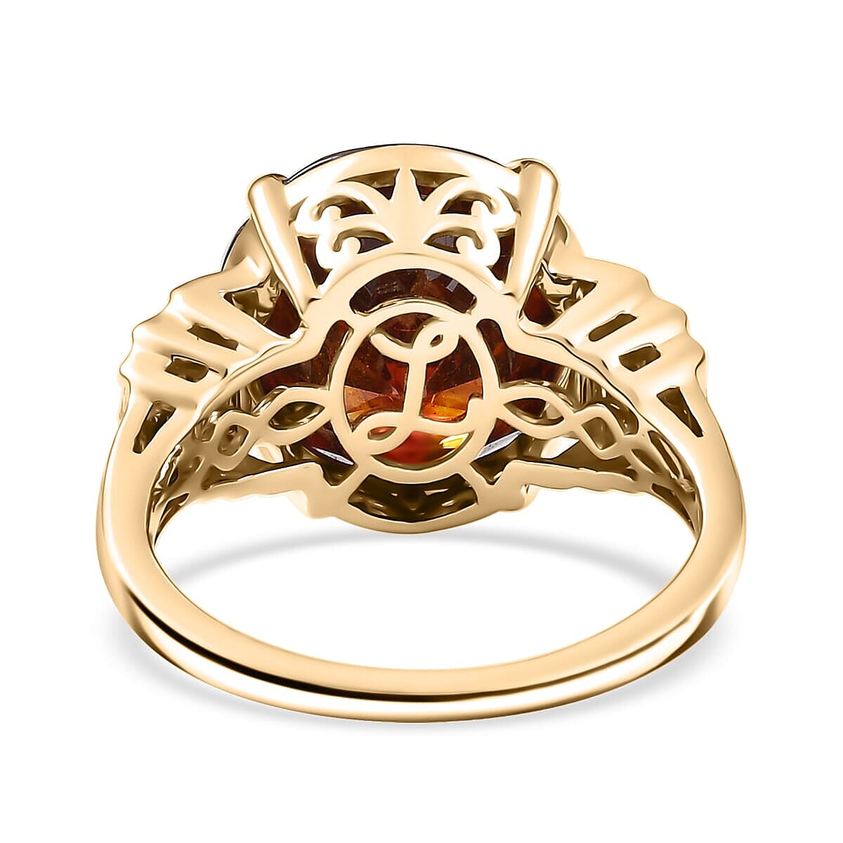 Luxoro 10K Yellow Gold Premium Picos Altos Sphalerite and G-H I2 Diamond Ring (Size 7.5) 14.00 ctw image number 4
