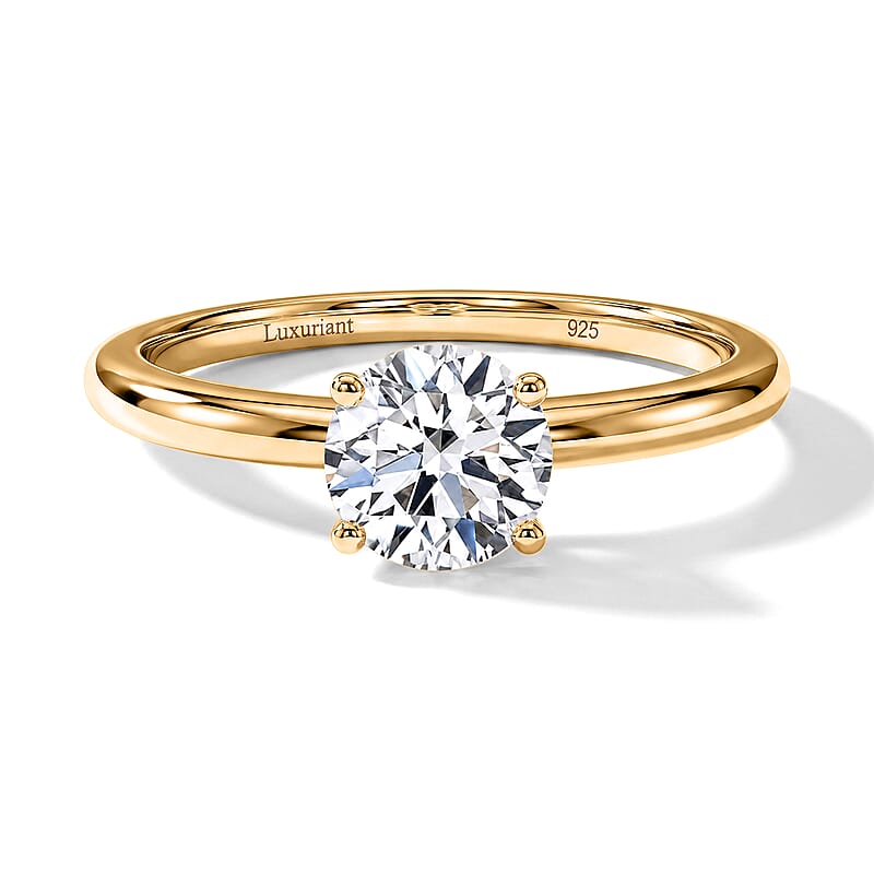 Luxuriant Diamond Lab Grown Diamond (E-F, VS) Ring in 18K Vermeil YG Over Sterling Silver (Size 10.0) 1.10 ctw
