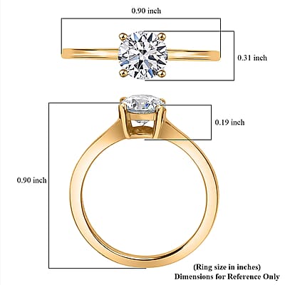Luxuriant Diamond Lab Grown Diamond (E-F, VS) Ring in 18K Vermeil YG Over Sterling Silver (Size 10.0) 1.10 ctw