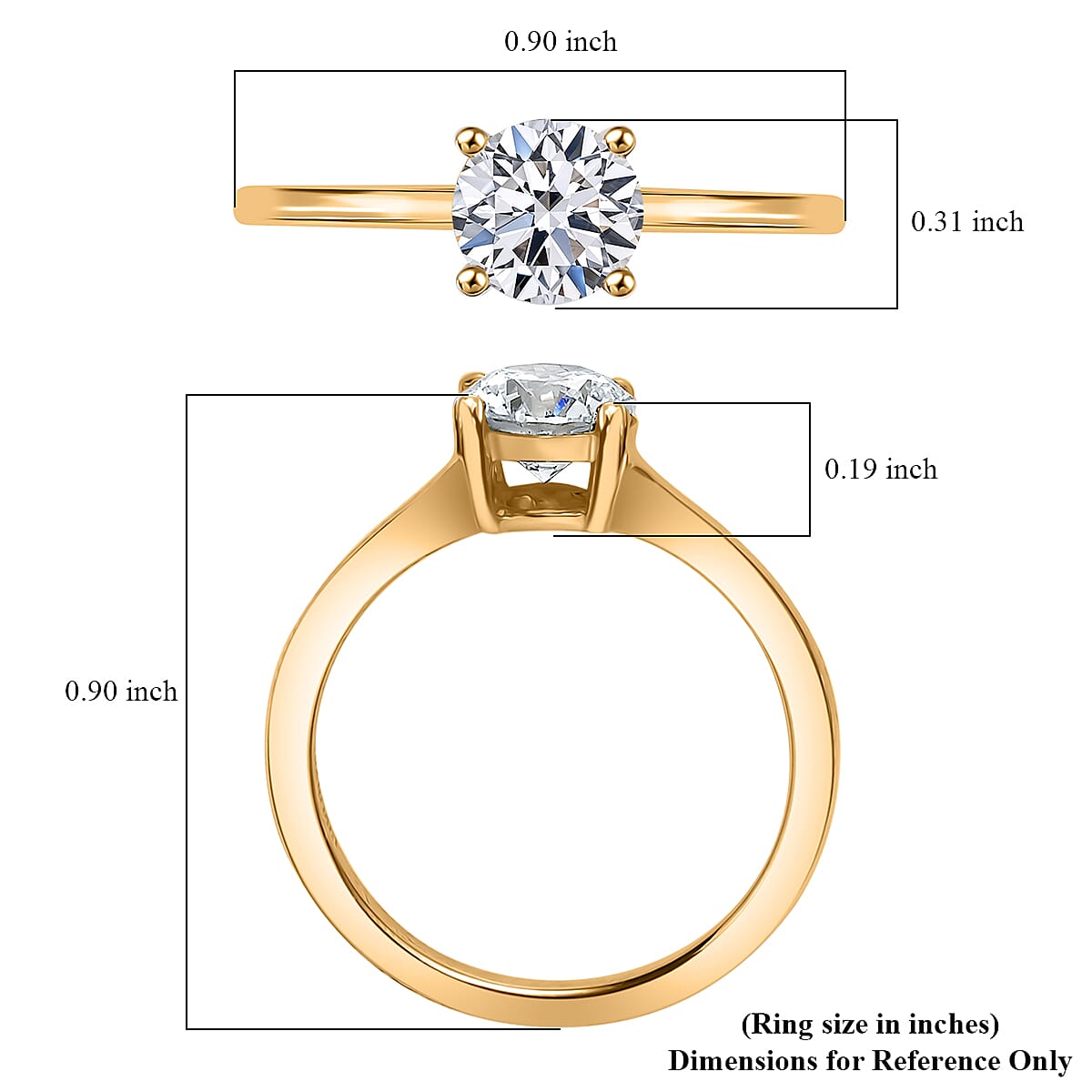 Luxuriant Lab Grown Diamond Ring in 18K Vermeil YG Over Sterling Silver 1.10 ctw (Size 7.0)