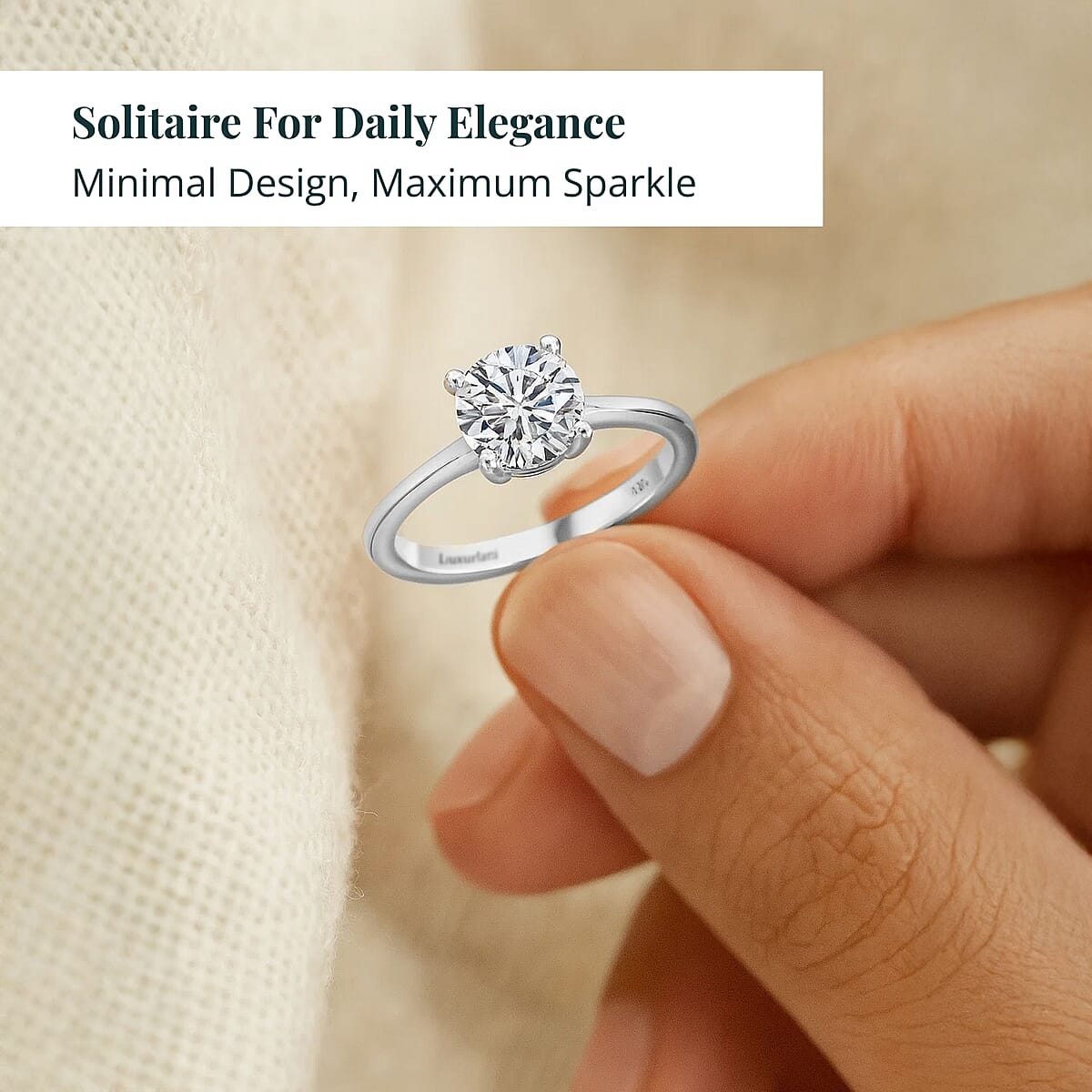 Luxuriant Lab Grown Diamond Ring in Rhodium Over Sterling Silver 1.10 ctw (Size 6.0) image number 5