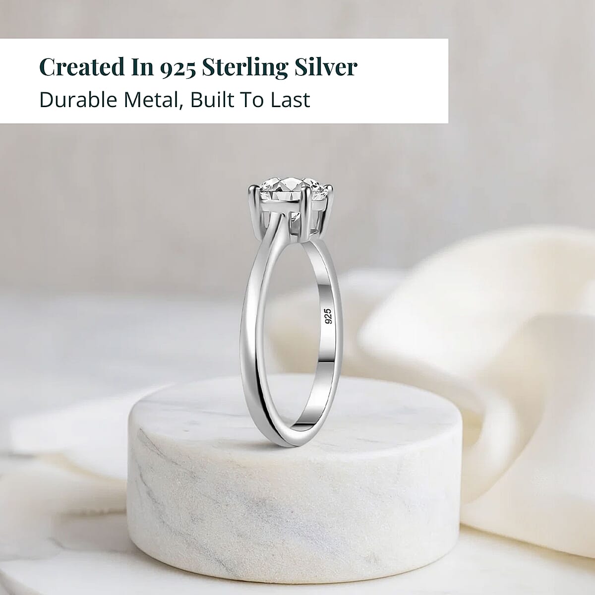 Luxuriant Lab Grown Diamond Ring in Rhodium Over Sterling Silver 1.10 ctw (Size 9.0) image number 2