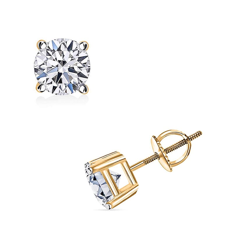 Luxuriant Lab Grown Diamond E-F VS 1.00 ctw Stud Earrings in 18K Vermeil YG Over Sterling Silver