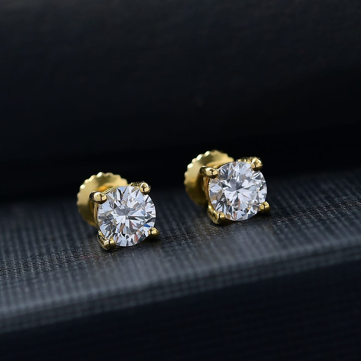 Luxuriant Lab Grown Diamond 1.00 ctw Stud Earrings in 18K Vermeil YG Over Sterling Silver image number 1