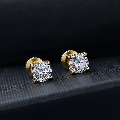 Luxuriant Lab Grown Diamond E-F VS 1.00 ctw Stud Earrings in 18K Vermeil YG Over Sterling Silver