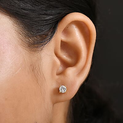 Luxuriant Lab Grown Diamond E-F VS 1.00 ctw Stud Earrings in 18K Vermeil YG Over Sterling Silver
