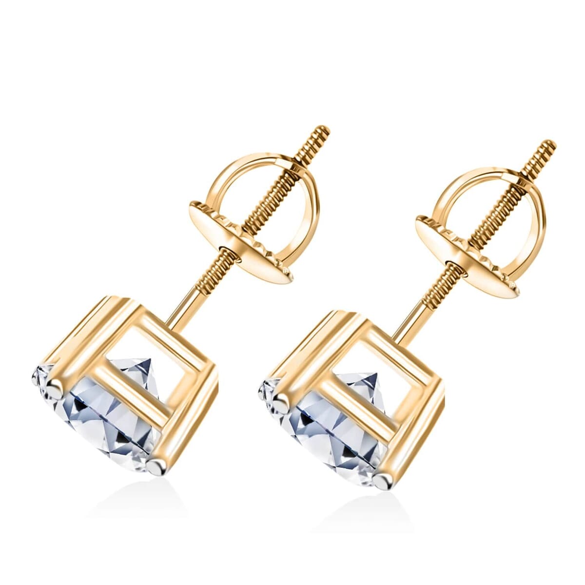Luxuriant Lab Grown Diamond 1.00 ctw Stud Earrings in 18K Vermeil YG Over Sterling Silver image number 3