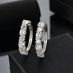 D'Joy Moissanite 4.75 ctw Stars and Constellations Hoop Earrings in Rhodium Over Sterling Silver