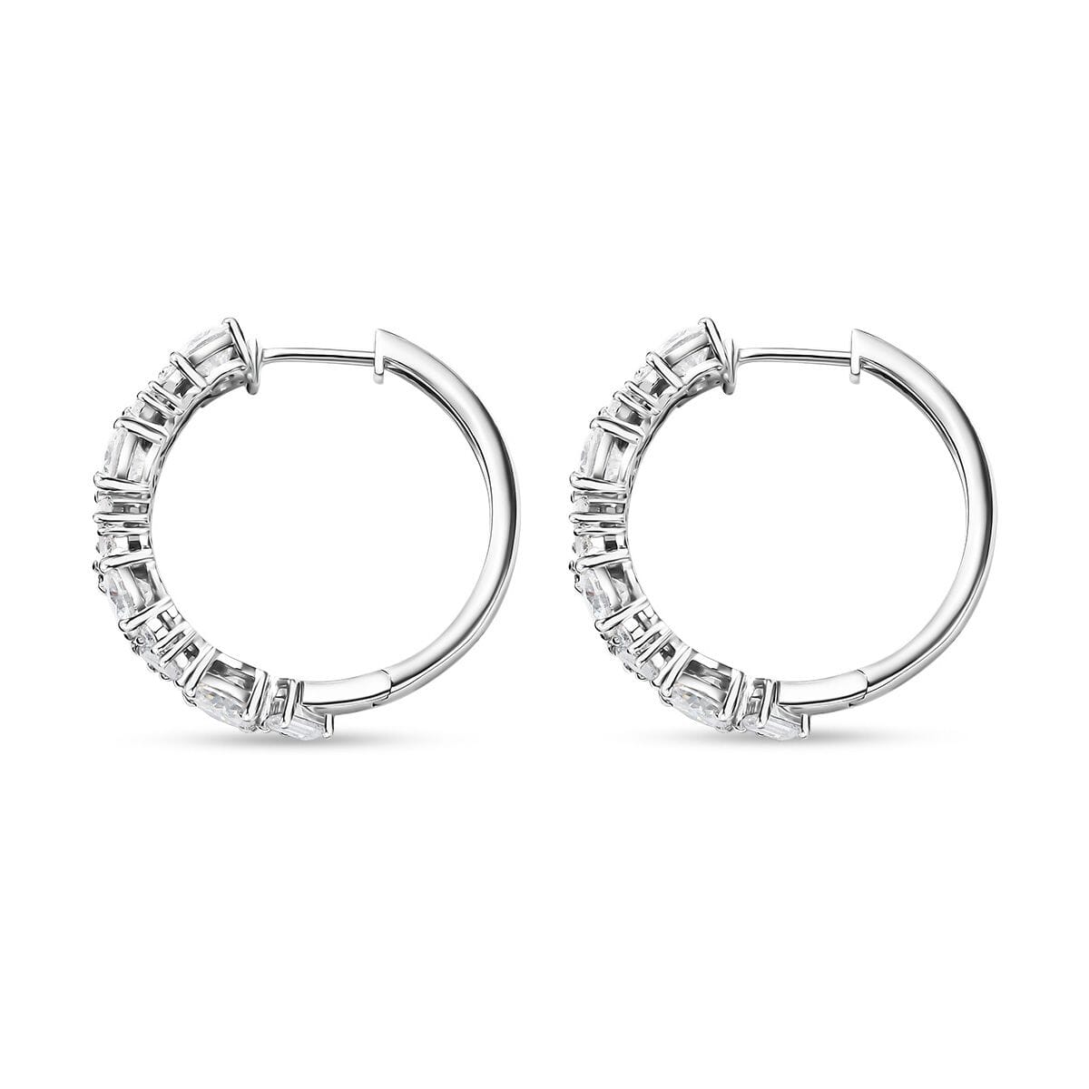 D'Joy Moissanite 4.75 ctw Stars and Constellations Hoop Earrings in Rhodium Over Sterling Silver image number 3