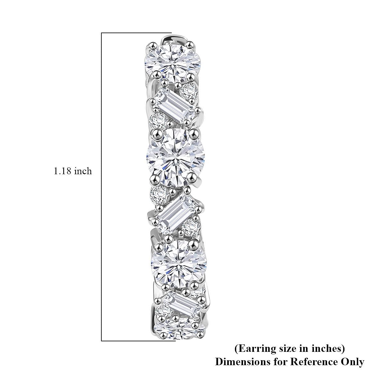 D'Joy Moissanite 4.75 ctw Stars and Constellations Hoop Earrings in Rhodium Over Sterling Silver