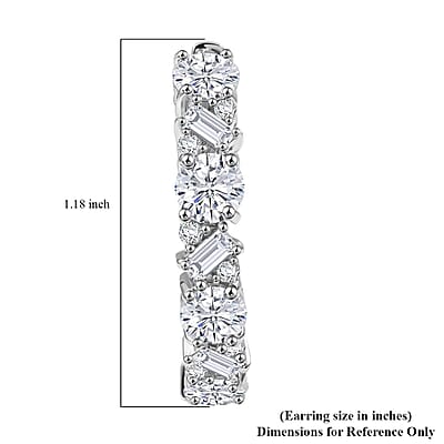 D'Joy Moissanite 4.75 ctw Stars and Constellations Hoop Earrings in Rhodium Over Sterling Silver