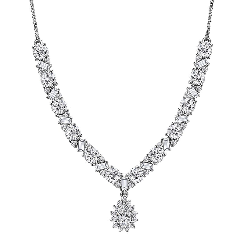 D'Joy Moissanite 8.10 ctw Stars and Constellations Necklace in Rhodium Over Sterling Silver 18-20 Inches