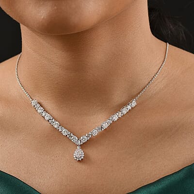 D'Joy Moissanite 8.10 ctw Stars and Constellations Necklace in Rhodium Over Sterling Silver 18-20 Inches