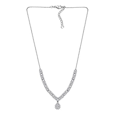 D'Joy Moissanite 8.10 ctw Stars and Constellations Necklace in Rhodium Over Sterling Silver 18-20 Inches