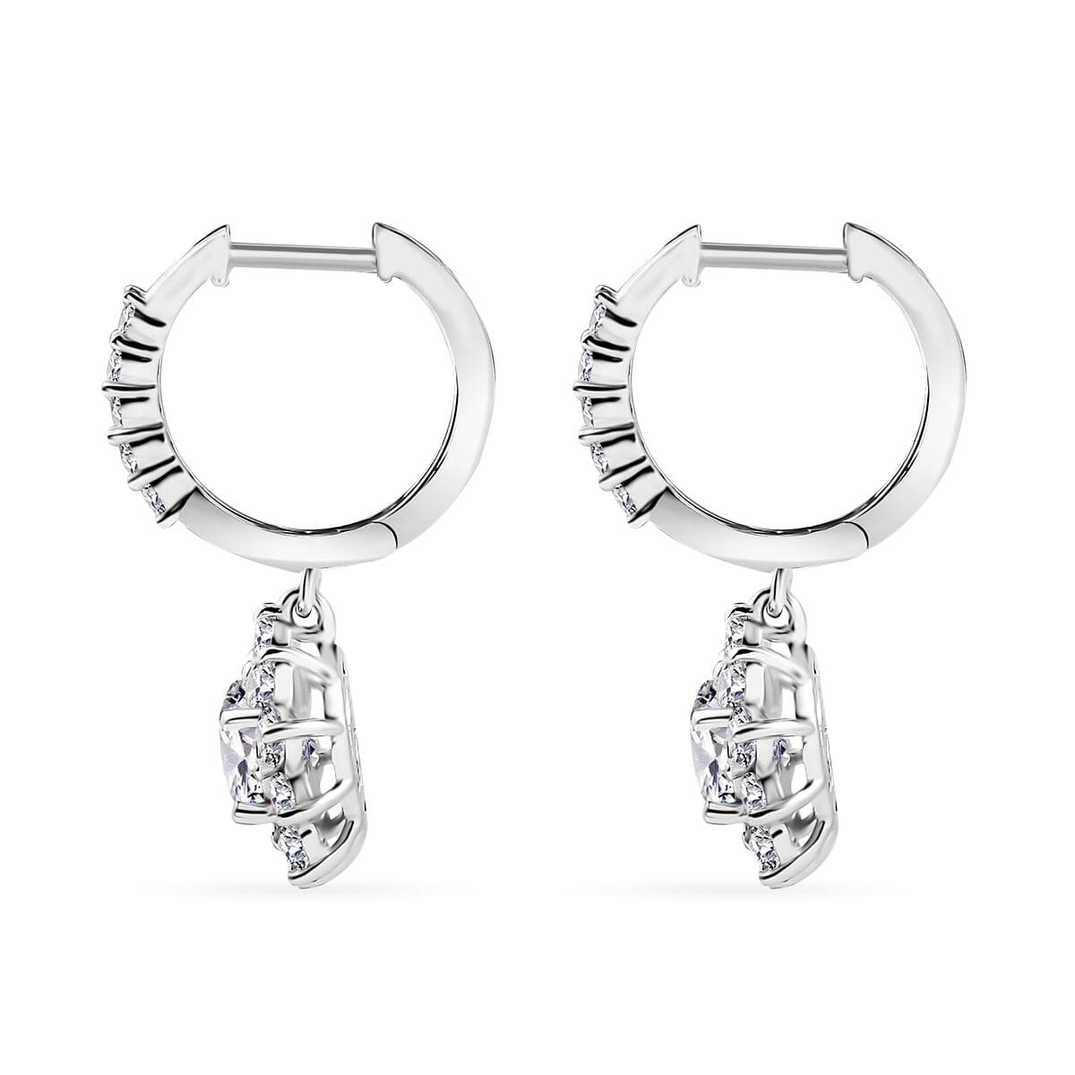 D'Joy Moissanite 3.90 ctw Sunflower Drop Earrings in Rhodium Over Sterling Silver image number 4