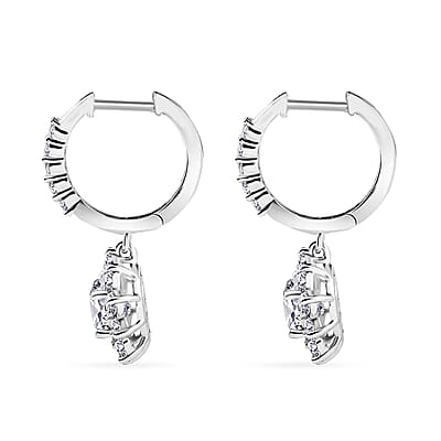 D'Joy Moissanite 3.90 ctw Sunflower Drop Earrings in Rhodium Over Sterling Silver