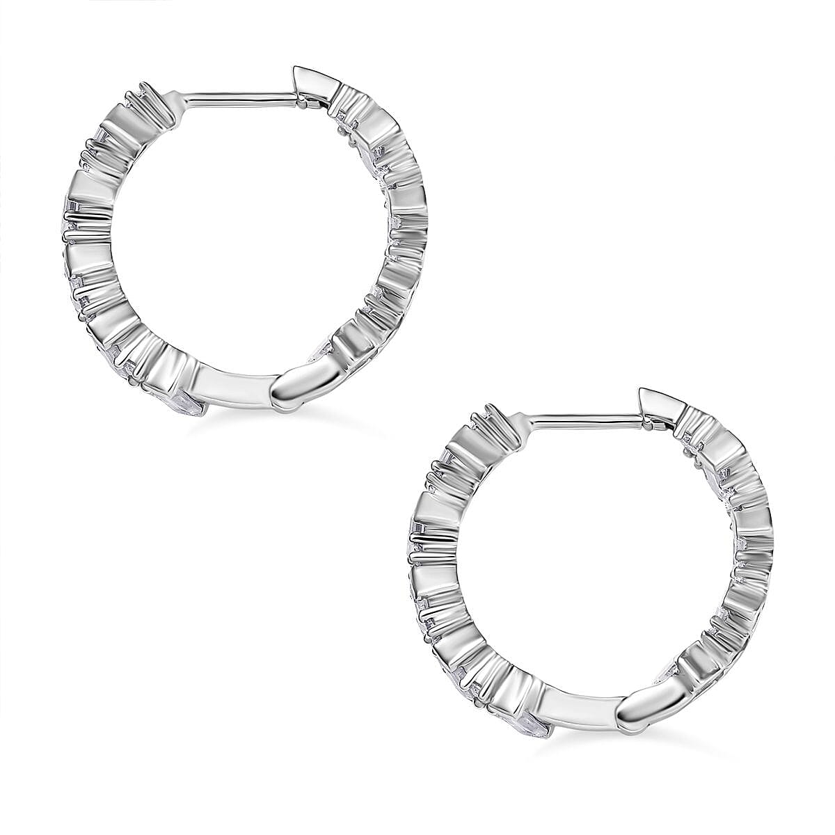 D'Joy Moissanite 3.15 ctw Wave Earrings in Rhodium Over Sterling Silver image number 3