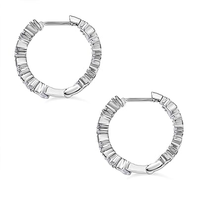D'Joy Moissanite 3.15 ctw Wave Earrings in Rhodium Over Sterling Silver