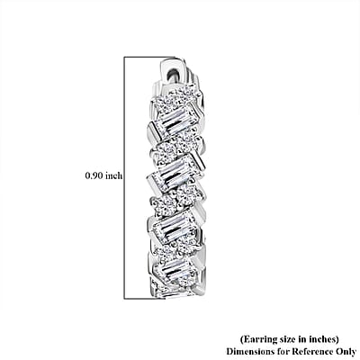 D'Joy Moissanite 3.15 ctw Wave Earrings in Rhodium Over Sterling Silver