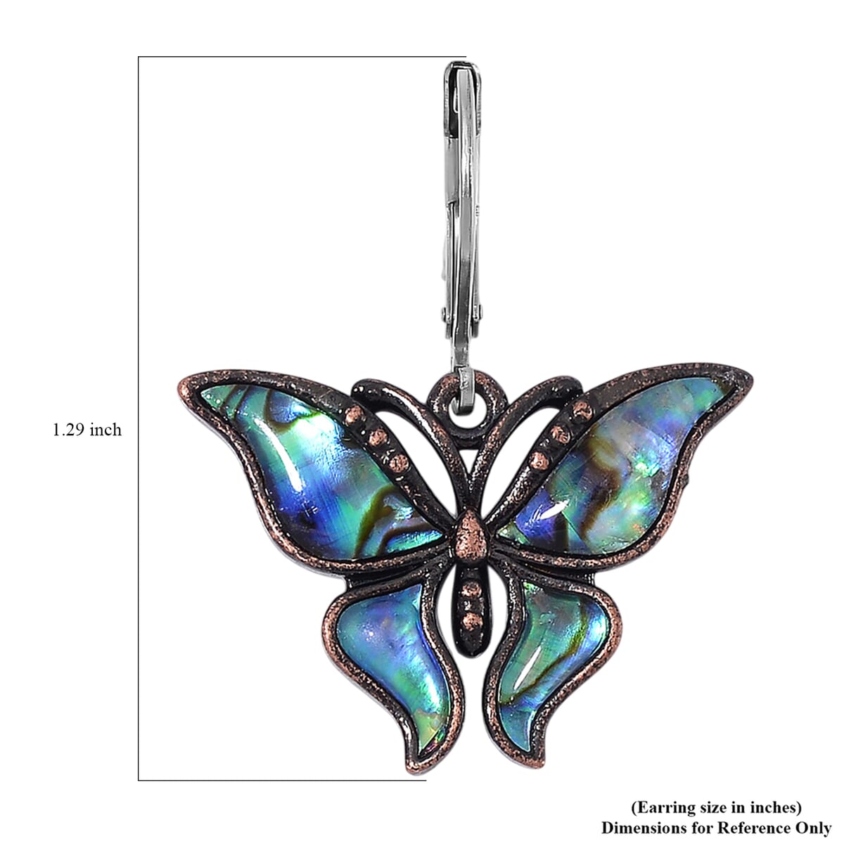 Abalone Shell Lever Back Earrings in Silvertone and Stainless Steel image number 5