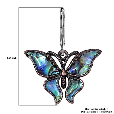 Abalone Shell Lever Back Earrings in Silvertone and Stainless Steel