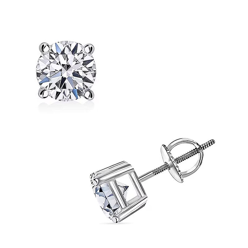 Luxuriant Lab Grown Diamond E-F VS 1.00 ctw Solitaire Stud Earrings in 14K White Gold