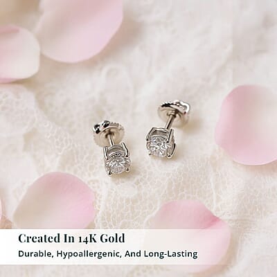 Luxuriant Lab Grown Diamond E-F VS 1.00 ctw Solitaire Stud Earrings in 14K White Gold