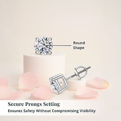 Luxuriant Lab Grown Diamond E-F VS 1.00 ctw Solitaire Stud Earrings in 14K White Gold