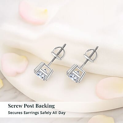Luxuriant Lab Grown Diamond E-F VS 1.00 ctw Solitaire Stud Earrings in 14K White Gold